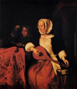 Woman Playing un mandolino