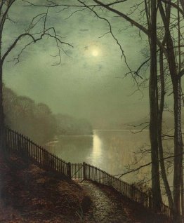 Moonlight sul lago Roundhay Park Leeds