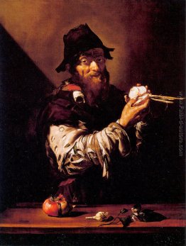 Ritratto di un uomo anziano con una cipolla
