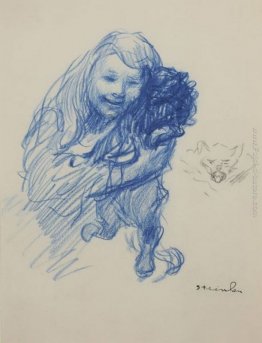 La figlia di Steinlen Colette con il gatto