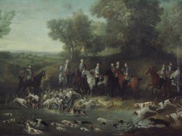 Luigi XV caccia al cervo nella foresta di Saint-Germain