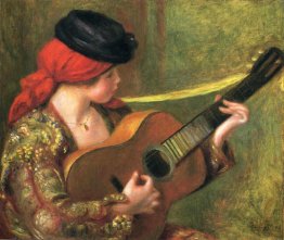 Giovane donna con una chitarra spagnola