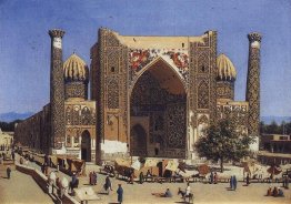 Shir Dor madrasa in Piazza Registan di Samarcanda