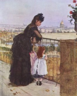 Donna e bambino sul balcone