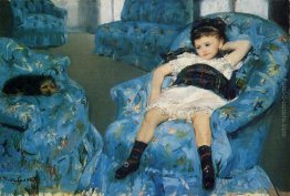 Little Girl in una poltrona blu