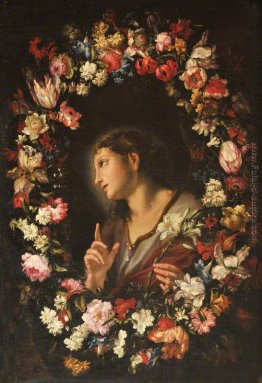 L'angelo dell'Annunciazione a una ghirlanda di fiori