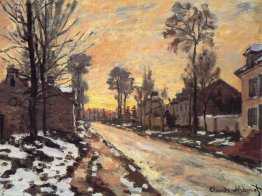 Road a Louveciennes, scioglimento della neve, tramonto