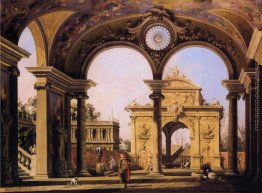 Capriccio di un Rinascimento Arco Trionfale visto dal Portico di