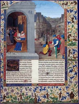 Scrittura De casibus di Boccaccio. Un corriere consegna Luvrs a