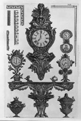 Una tabella con le rostrata parete del vaso, quattro orologi, du