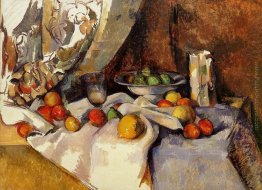 Still Life Post, bottiglia, Coppa e frutta