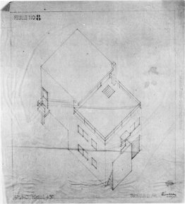 Disegno assonometrico della casa a Meudon