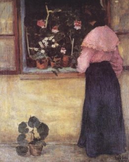 Ragazza dal Finestra con fiori