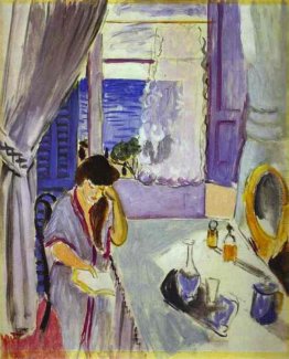 Donna che legge al tavolo della toilette (Interieur, Nizza)