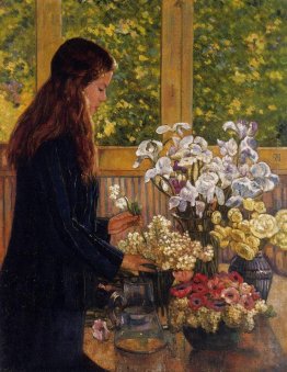 Ragazza con un vaso di fiori