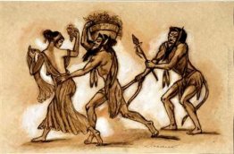 Gli studi di costume con figure mitologiche per il balletto "Dio