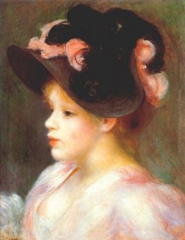 Ragazza con un cappello rosa e nero