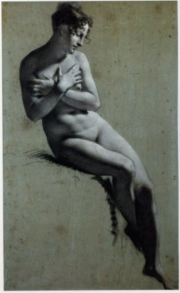 Disegno di Nudo femminile con carboncino e gessetto