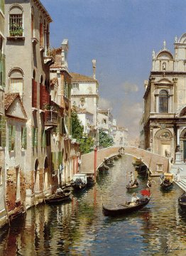 Un canale veneziano con la Scuola Grande di San Marco e Campo Sa