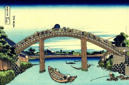 Fuji visto attraverso il ponte Uomini a Fukagawa