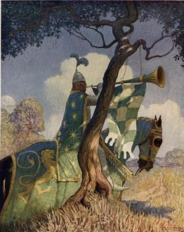 Il cavaliere verde si prepara a combattere Sir Beaumains
