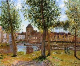 Pioppi un Loing a Moret, un agosto Pomeriggio