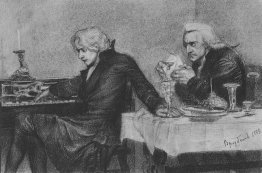 Salieri versa il veleno nel bicchiere di un Mozart