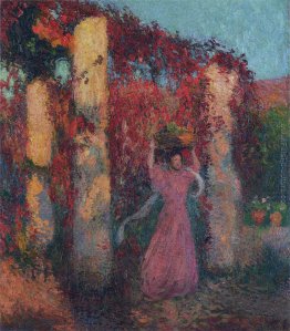 Giovane donna in Vigne Vierge Rouge