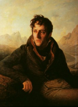 Ritratto di Chateaubriand sfondo di paesaggi di montagna