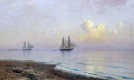 Paesaggio marino con barche a vela