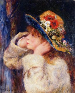 Ragazza in un cappello decorato con fiori di campo