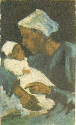 Donna Sien con il bambino in grembo, mezza figura