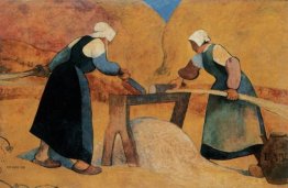 Donne bretoni stigliatura del lino: Lavoro