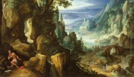 Paesaggio con San Girolamo e balza rocciosa