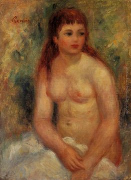 Seduti donna giovane, nudo