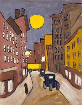 Harlem Street Scene con la luna piena