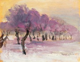 Paesaggio invernale con luci viola