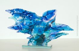 Blue Bird - in vetro fusione di arte - astratta scultura in vetr