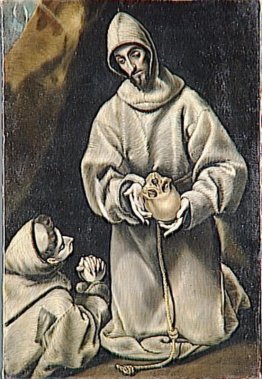 San Francesco e il fratello Leo meditare sulla morte