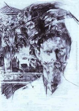 Ritratto del dottor Fiodor Usoltsev con un icona in background