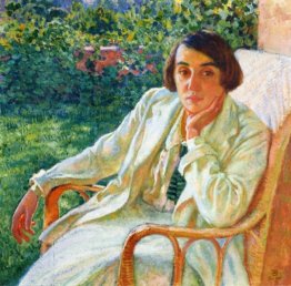 Elizabeth van Rysselberghe in una sedia di vimini