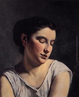 Giovane donna con gli occhi bassi