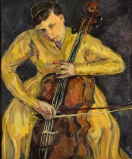 Ritratto di Vera Poppe a suonare il violoncello