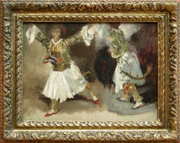 Due guerrieri greci che ballano (costumi di studio Sulioti)