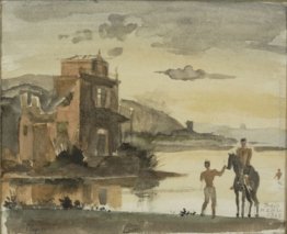 Cavaliere e bagnante con la casa