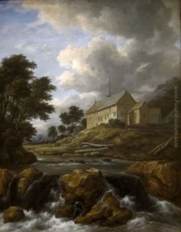 Paesaggio con una chiesa da un torrente