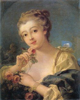 Giovane donna con un mazzo di rose