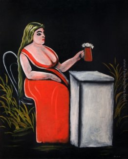 Donna con un boccale di birra