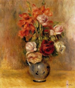 Vaso di Gladiolas and Roses