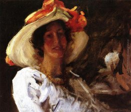 Ritratto di Clara Stephens che porta un cappello con un Orange R